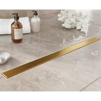 Plumberia Selection Трап душевой PS MODULAR 4x60 2устор. накладка из нерж.стали, комбинир.затвор с горизонт. Выпуском Ду 50мм,40л/мин, золото браш.