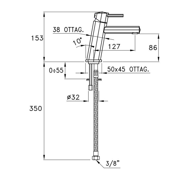 Stella Firenze Смеситель для раковины на 1 отверстие 3222MC, цвет: хром