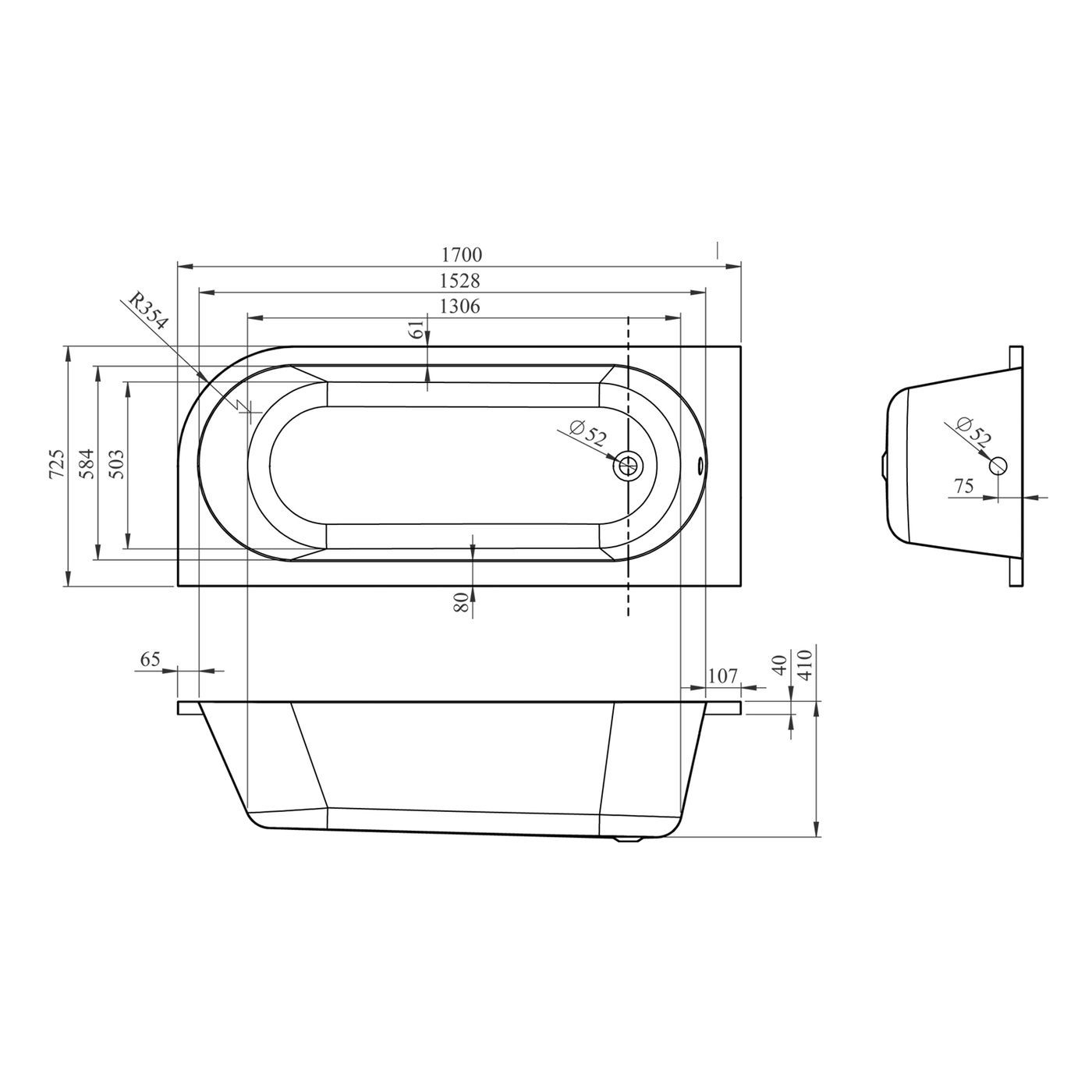 Гидромассажный комплект с хромотерапией 5 в 1 Lavinia Boho Art II 36359H0C, акриловая ванна 170x72,5 см (левый разворот), ножки с монтажным набором, подголовник, хромотерапия, гидромассаж