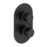 Plumberia Selection IXO Смеситель термостат встраиваемый для душа 2 выход в к-те со встраив.частью, накл. овальная из нерж.стали, черный матовый