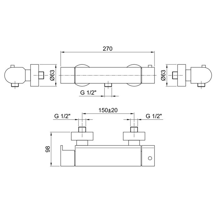 Fantini Mare Смеситель для душа, настенный, термостатический, на 1 источник, без душевого набора, цвет: хром