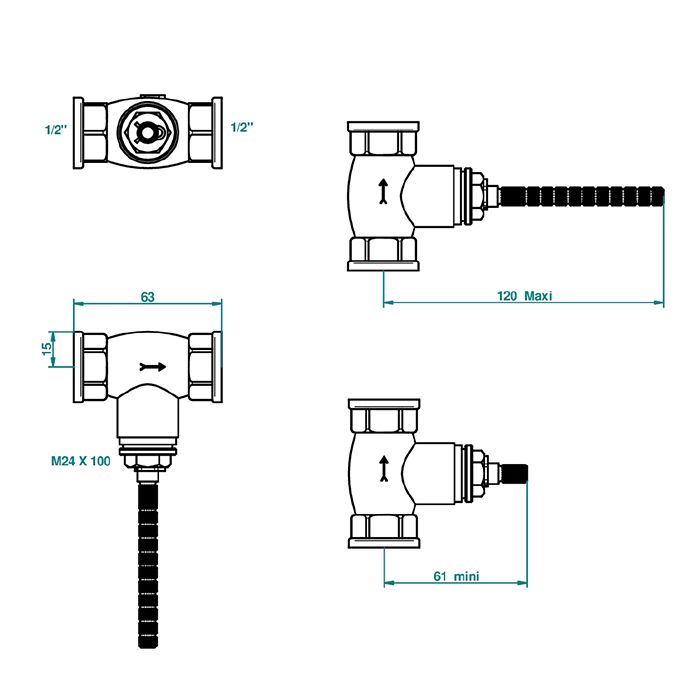 THG General items Встраиваемая  часть вентиля 1/2" на хол. воду, закр. влево