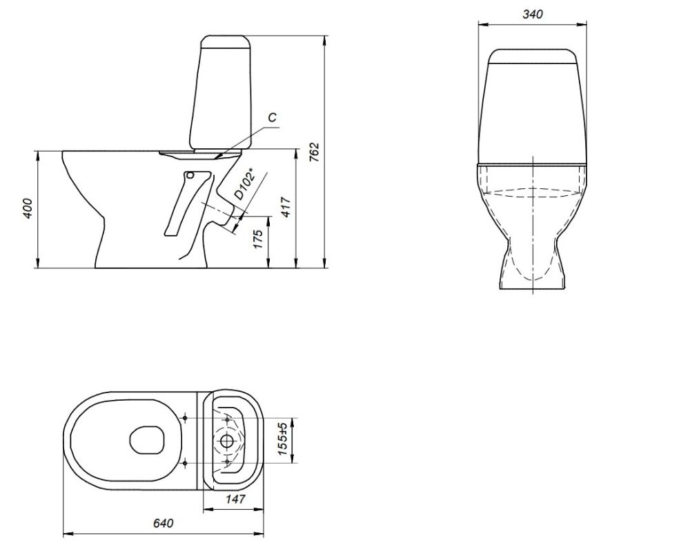 Унитаз компакт MITO HIT 031 2-уровневая 3/6 PP (64523), артикул 64523
