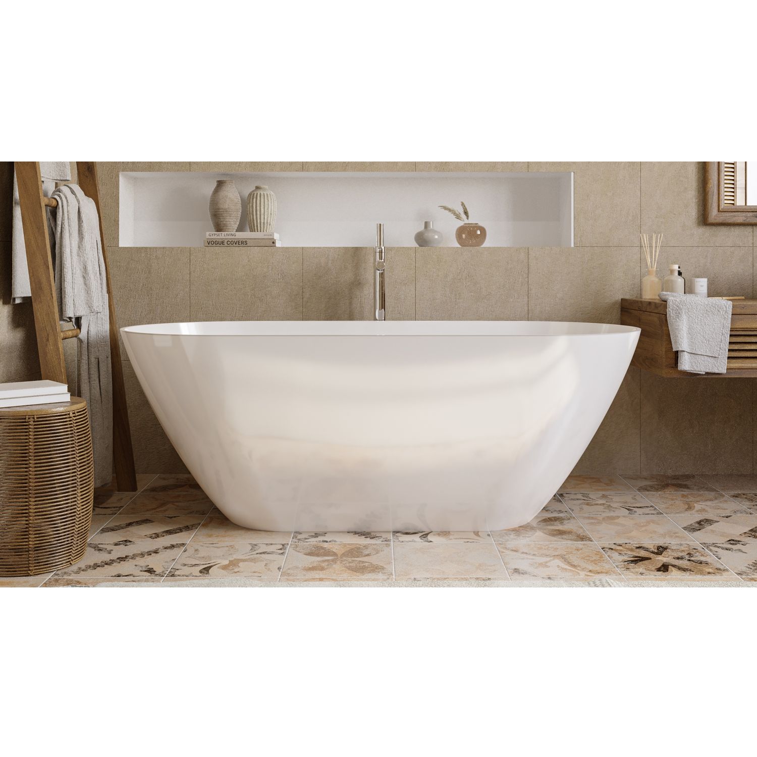 Ванна WHITECROSS Coral X 170x77 (белый глянец) иск. камень