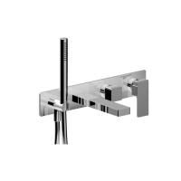 Fantini Mint Смеситель для ванны, встраиваемый, излив 200мм, с ручн.душем, (наружняя часть), цвет: нержавеющая сталь