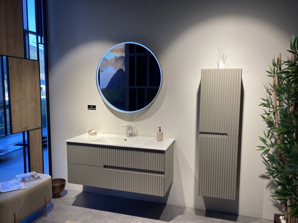 Зеркало ORKA Moonlight 90x90 c LED подсветкой, бежевый матовый