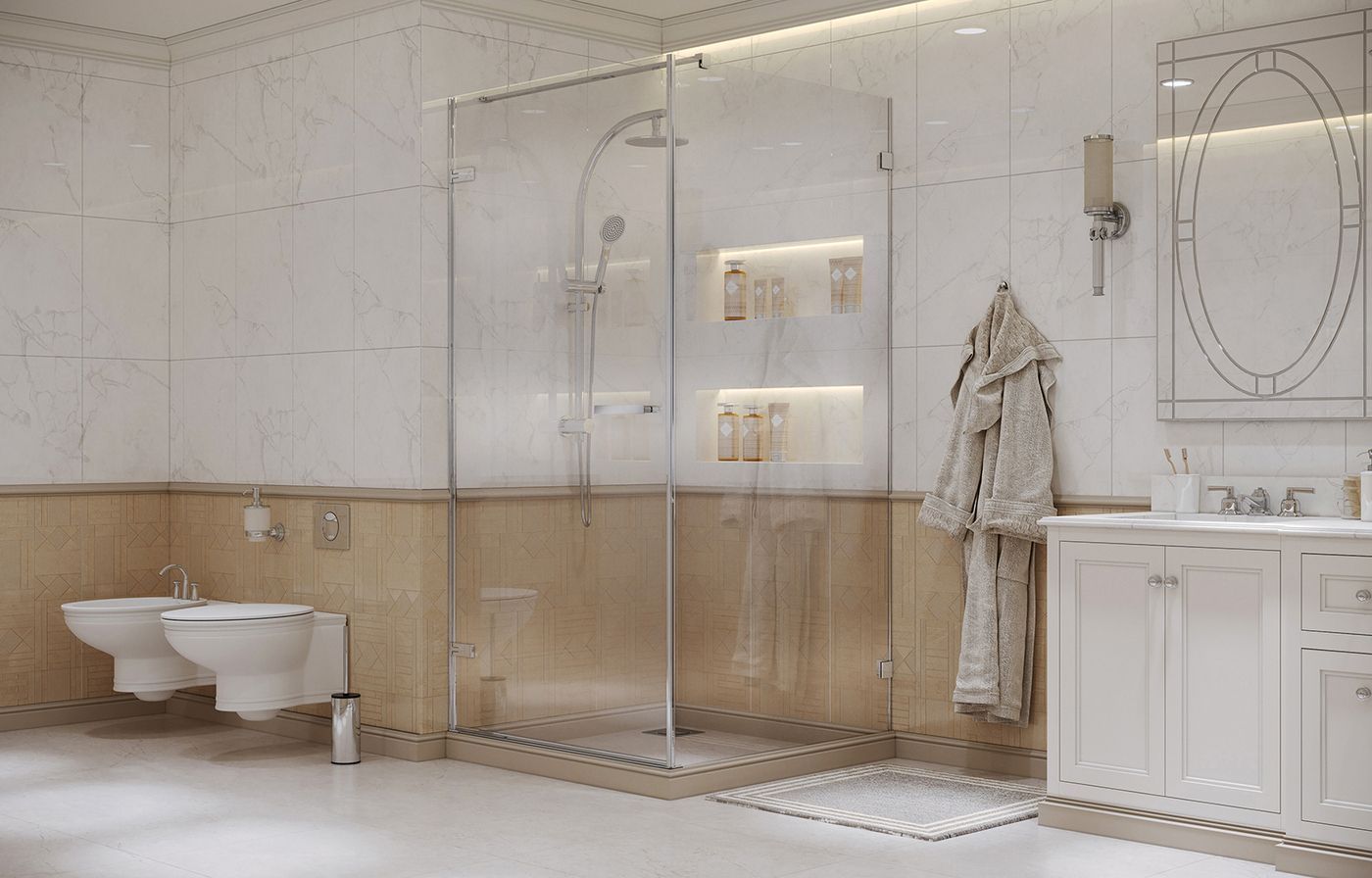 Душевой уголок Ambassador Abner 10011102L-ST5, квадратный, линейный трап, 100х100