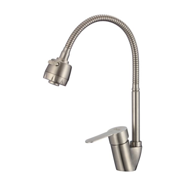 Смеситель для кухни с гибким изливом и режимом "душ" D-Lin H150316-T, сатин