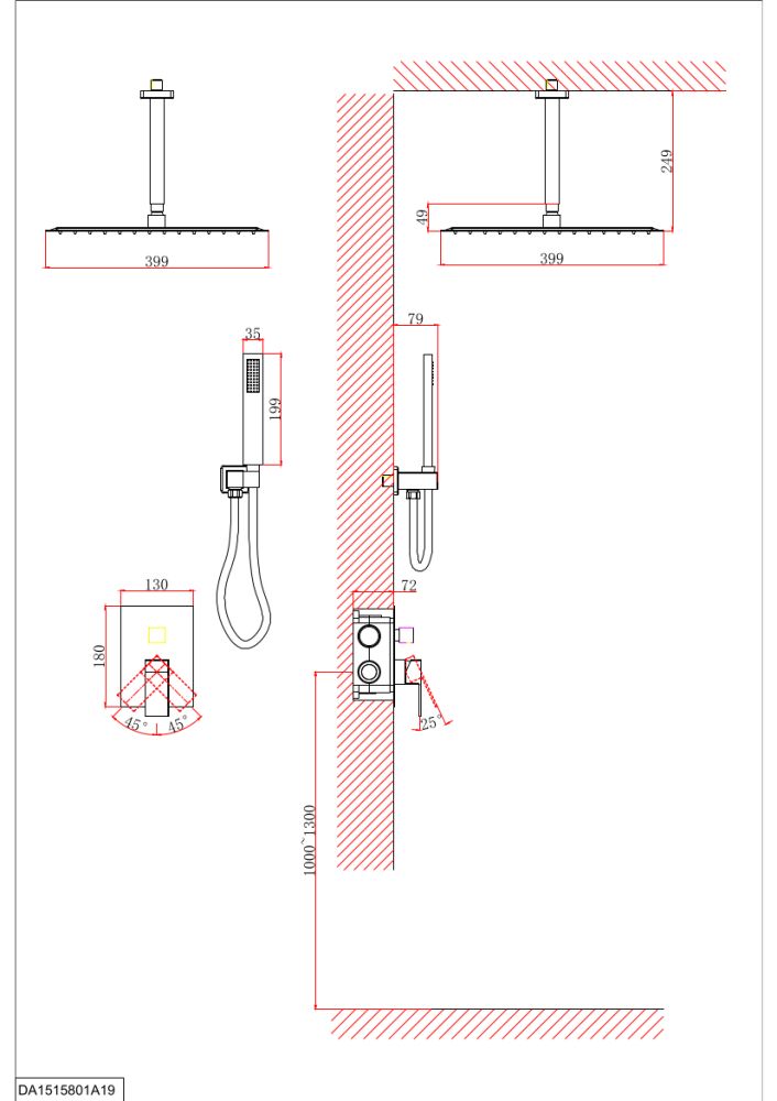 Душевая система D&K встраиваемая Bayern.Liszt (DA1515801A19), артикул DA1515801A19