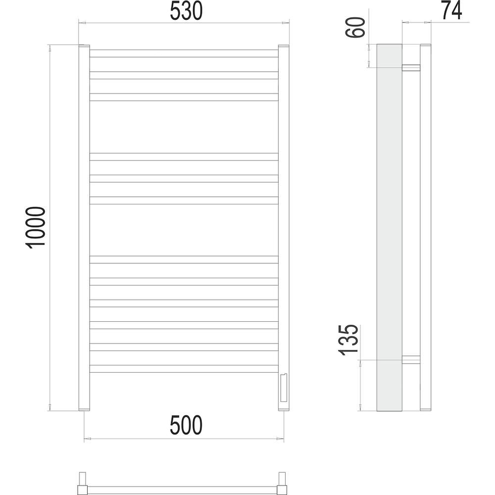 Полотенцесушитель электрический Terminus Ватикан П12 50х100, артикул 4670078526205