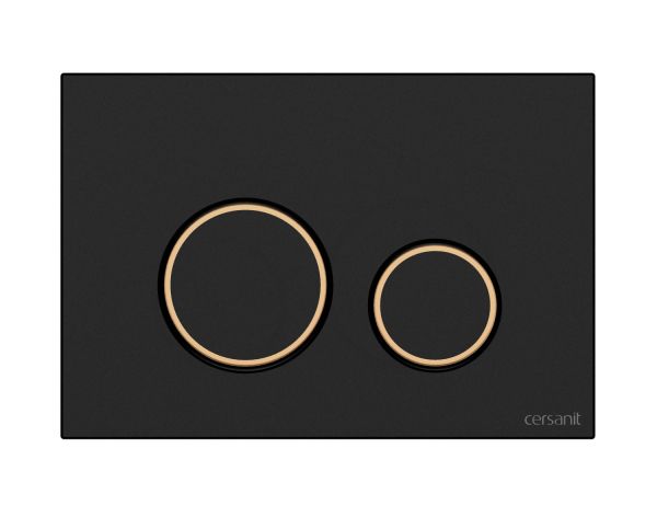 Кнопка Cersanit  TWINS для LINK PRO/VECTOR/LINK/HI-TEC пластик черный матовый с рамкой золото (63534)