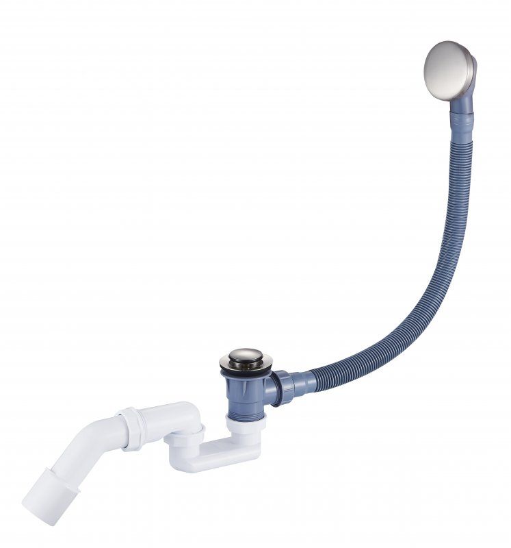 Слив-перелив для акриловой ванны 680 мм, с гибкой трубой, с гидрозатвором, с донным клапаном "Клик-клак" CZR-STP3-BORO, брашированное золото, артикул CZR-STP3-BORO