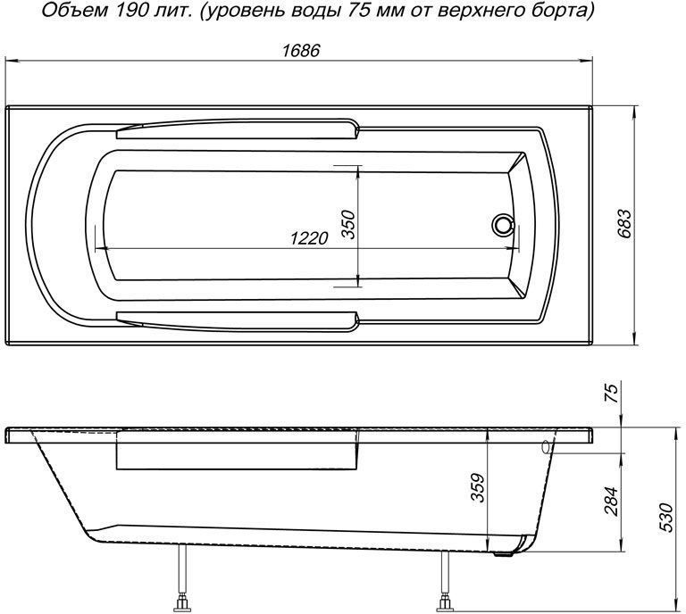Акриловая ванна Aquanet Extra 170x70 Акриловая ванна Aquanet Extra 170x70