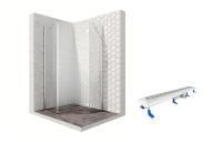 Душевой уголок Ambassador Diamond 12011112R-ST6, пятиугольный, линейный трап, 100х100