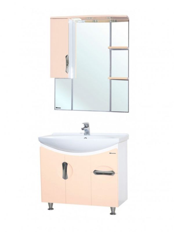 Зеркало со шкафом Bellezza Лагуна 75 L 4612112002078 с подсветкой L Бежевое Белое