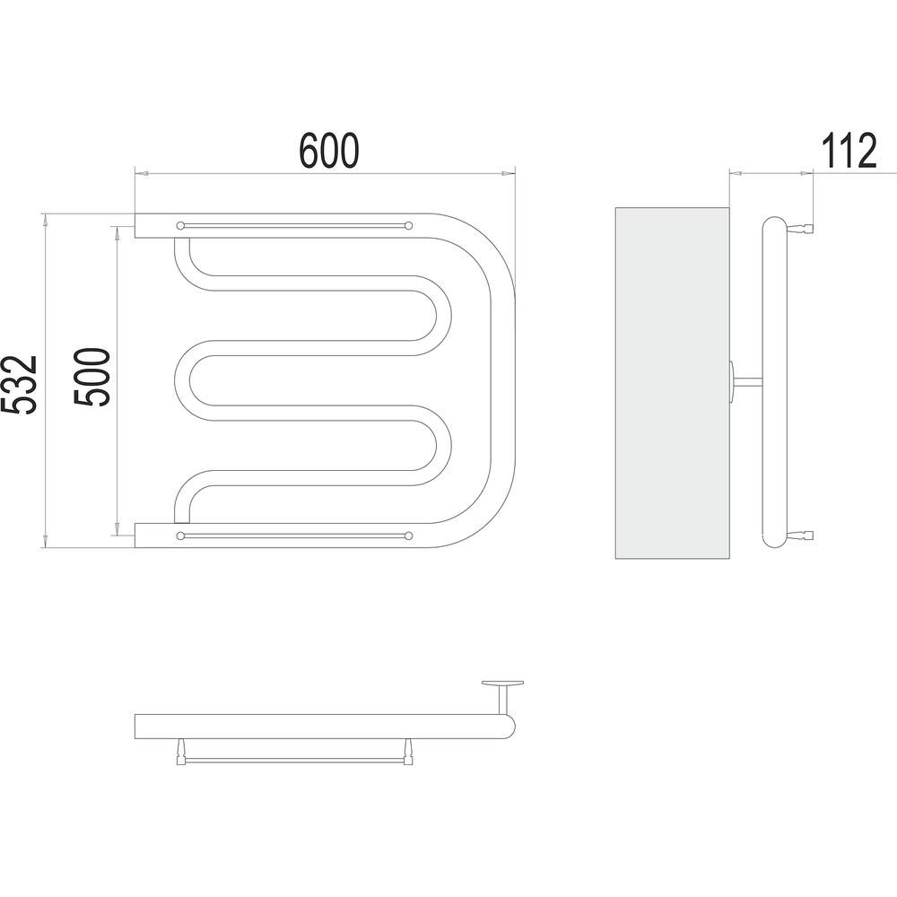 Полотенцесушитель водяной Terminus Фокстрот (1") БШ 50х60, артикул 4620768881046