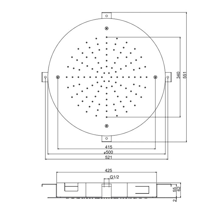 Fima Carlo Frattini Soffioni Верхний душ, 50см., потолочный, цвет: золото