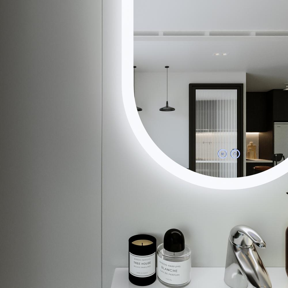 Зеркало Бриклаер Вега 55 овал, голосовое управление, сенсор на зеркале, подогрев, артикул 4627125415715