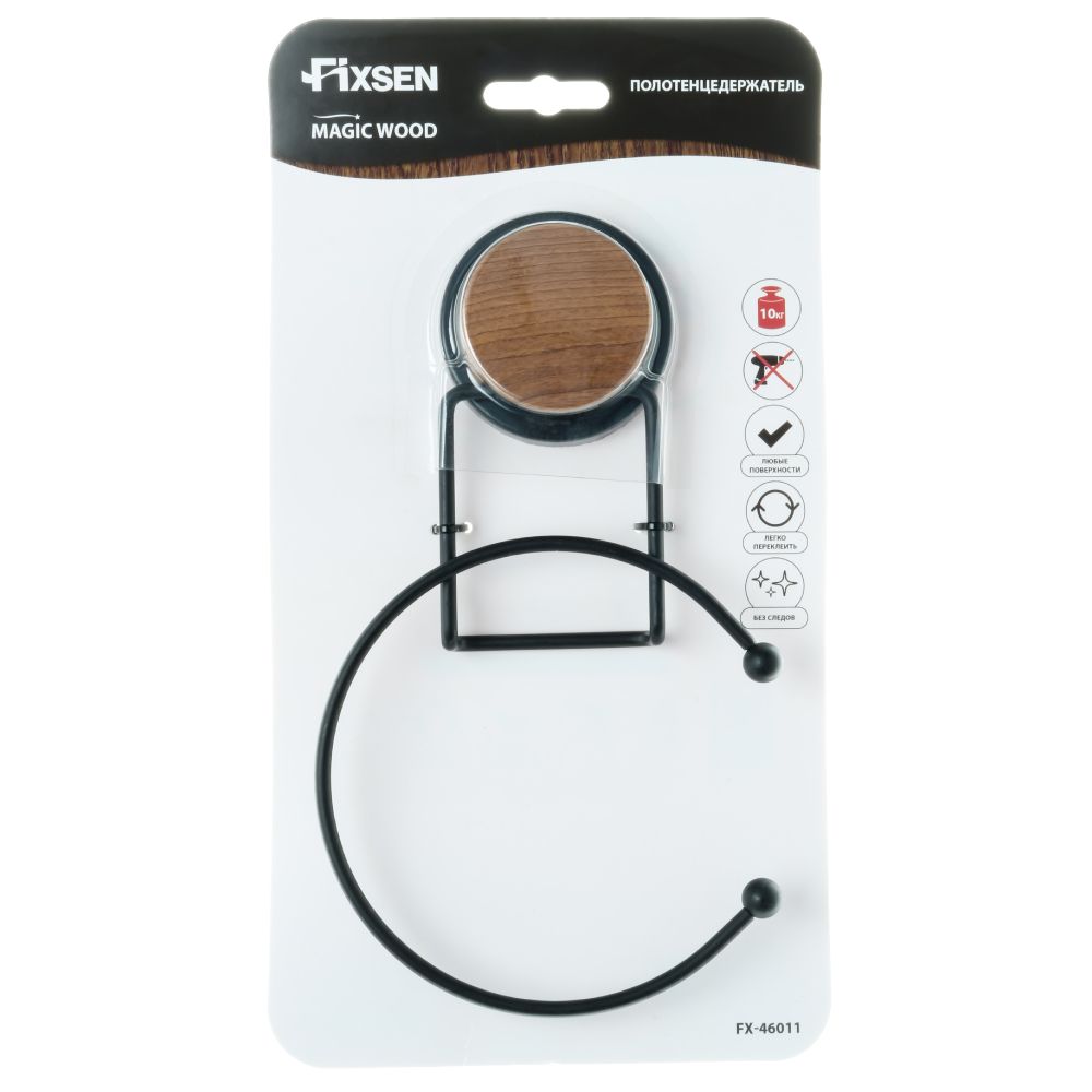 Полотенцедержатель FIXSEN MAGIC WOOD FX-46011, черный, коричневый