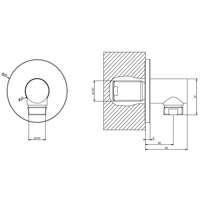 GESSI Вывод воды из стены, цвет Black XL