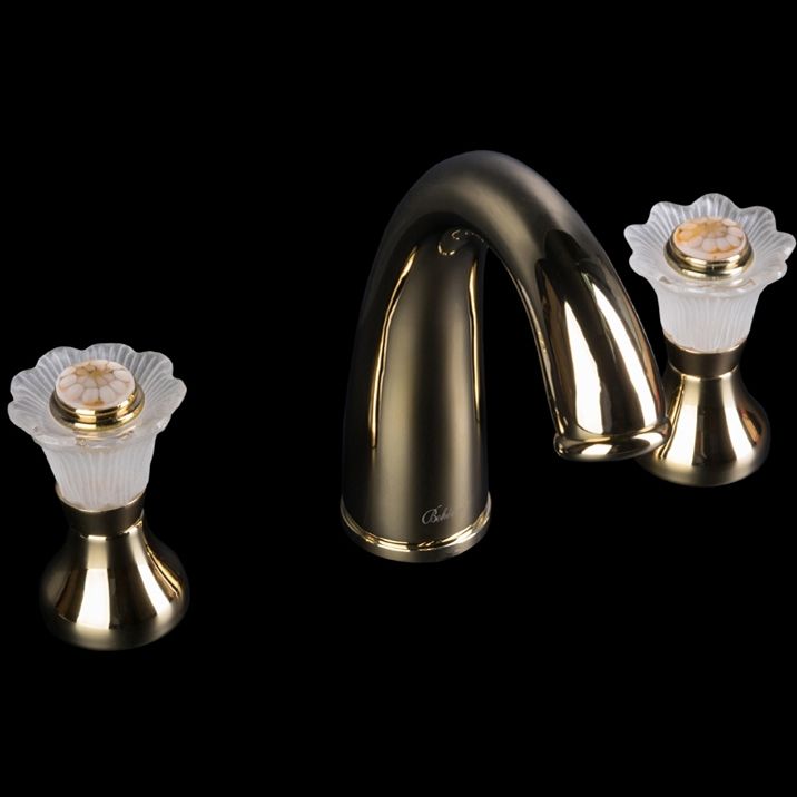 Смеситель для раковины на 3 отверстия, Camelia золото_Комплект