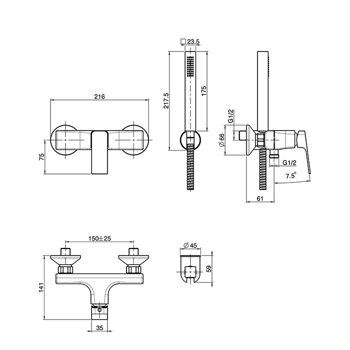 FIMA|Carlo Frattini Fit Смеситель для душа, настенный, с душ. комплектом, цвет: хром FIMA|Carlo Frattini Fit Смеситель для душа, настенный, с душ. комплектом, цвет: хром