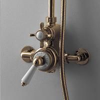 Devon Термостат наружнего монтажа, для душевой для стойки MARK318/2/MARK618, с ручкой белой, цвет: золото светлое