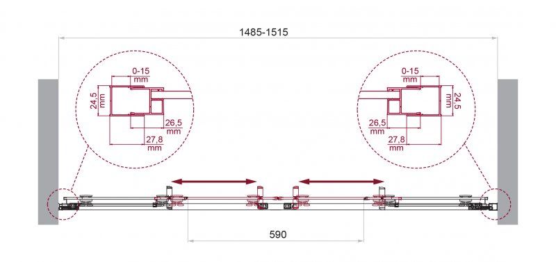 LUCE-BF-2-150-C-Cr Душевая дверь, артикул LUCE-BF-2-150-C-Cr