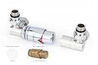 Автоматический терморегулятор 3D левый G 1/2" НР х G 3/4" НГ (набор) (Белый - Состаренная бронза)