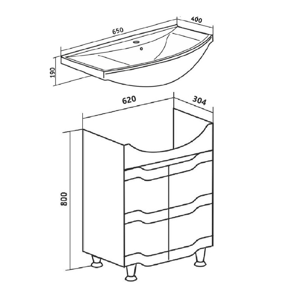 Тумба Runo Стиль 65 под умывальник УТ000002285 (Стиль 65) (УТ000002338), артикул УТ000002338