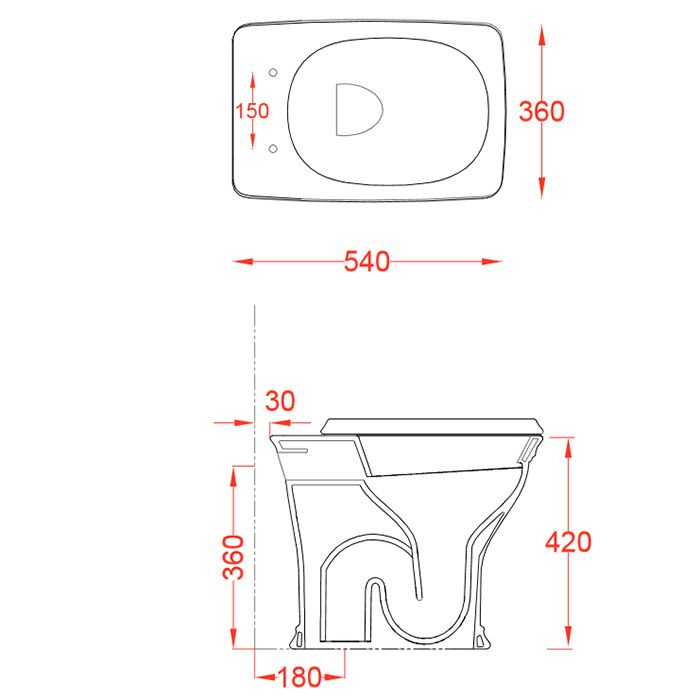 Artceram CIVITAS Унитаз напольный 36х54 см, слив в пол, цвет белый (крепится на силикон)