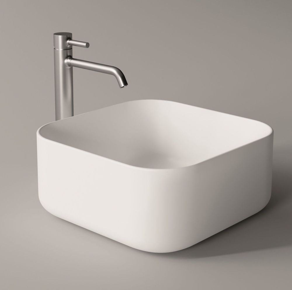 Alice Unica, накладная квадратная раковина 37х37х16,5h см, цвет белый глянцевый, артикул 32170101