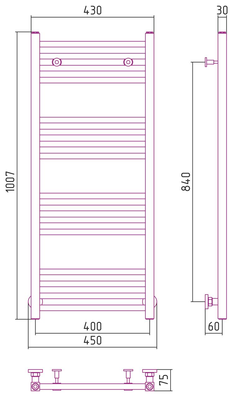 Полотенцесушитель водяной МОДУС 1000х400 (Шампань) Полотенцесушитель водяной МОДУС 1000х400 (Шампань)