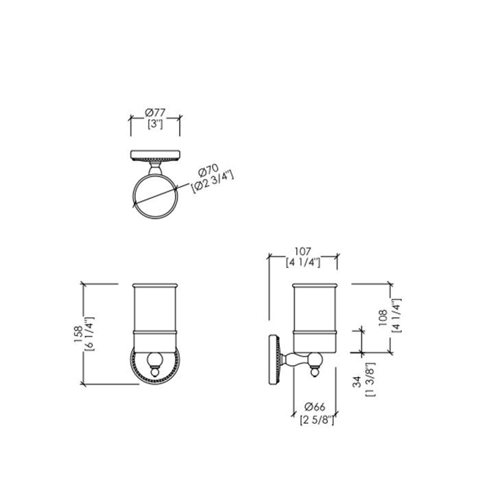 Devon DOROTHY стаканчик (керамика белая) для з/щеток настенный, держатель цвет: золото светлое/белый, артикул DOR403OT