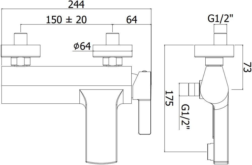 Смеситель для ванны с душем Paffoni Rock RO023CR