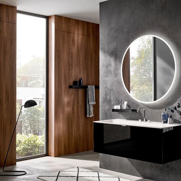 Emco Aura Держатель для банного полотенца с полкой   800mm, полотенцедерж. слева, цвет черный