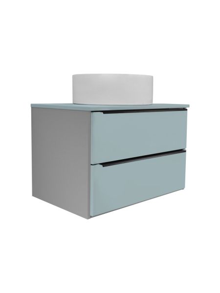 Тумба Runo Мальта 70 подвесная серая/бирюзовая под накладной умывальник (00-00004661)