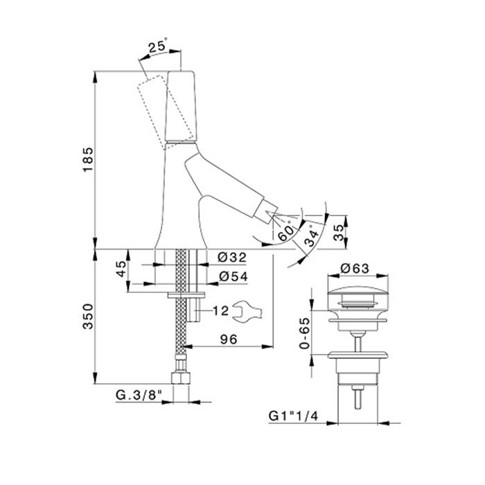 CISAL Vita Смеситель однорычажный для биде 1 отверстие с донным клапаном, цвет черный матовый, артикул VI00055440