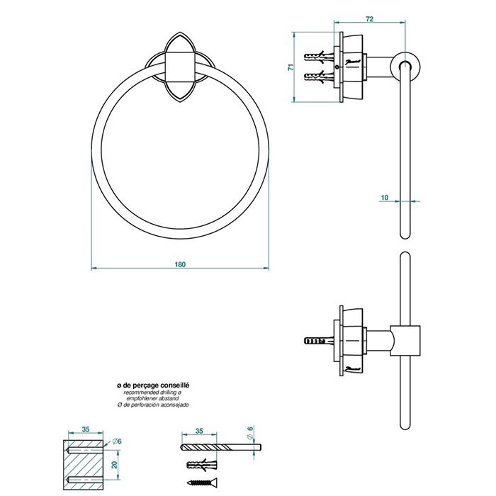 THG PETALE DE CRISTAL CLAIR Полотенцедержатель-кольцо, цвет полированное золото