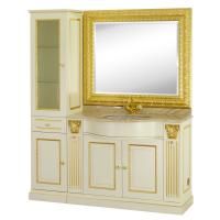 RAVENNA Пенал SX для базы L43xH196хP42см.1 дв.гл.+1 дв.ст-ло+1 выдв.ящ, AVORIO/дек.FOGLIA ORO(3 ручки)