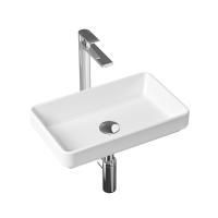 Комплект 4 в 1 Lavinia Boho Bathroom Sink Slim 21510080, накладная фарфоровая раковина 55 см, смеситель, латунный сифон, донный клапан quick-clac