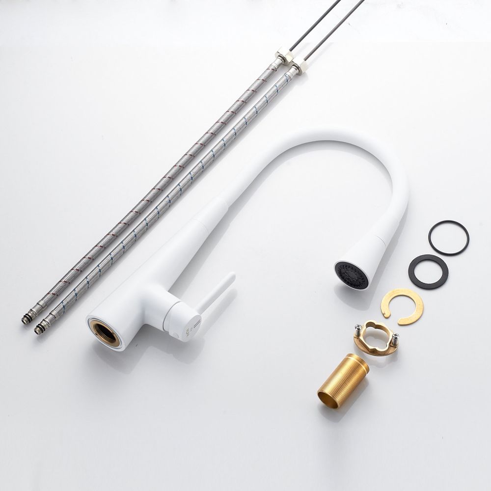 Смеситель для кухни с гибким изливом и режимом "душ" Rose R213C, белый