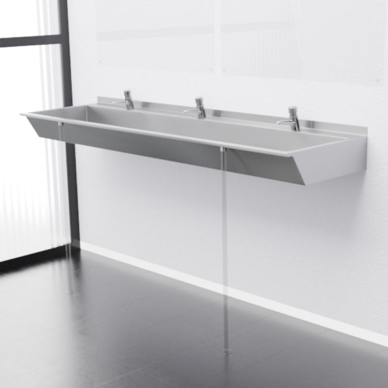 Раковина коллективная Тругор 1,6 м левая, сатин, артикул Раковина кол-ная L=1,6лев1,2