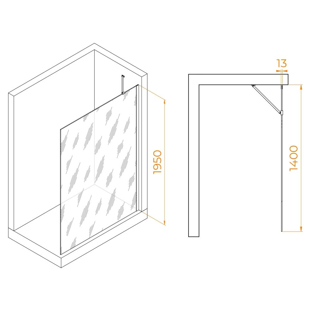 Душевая перегородка RGW WA-110 (Матовое-Сатинат, 1400)