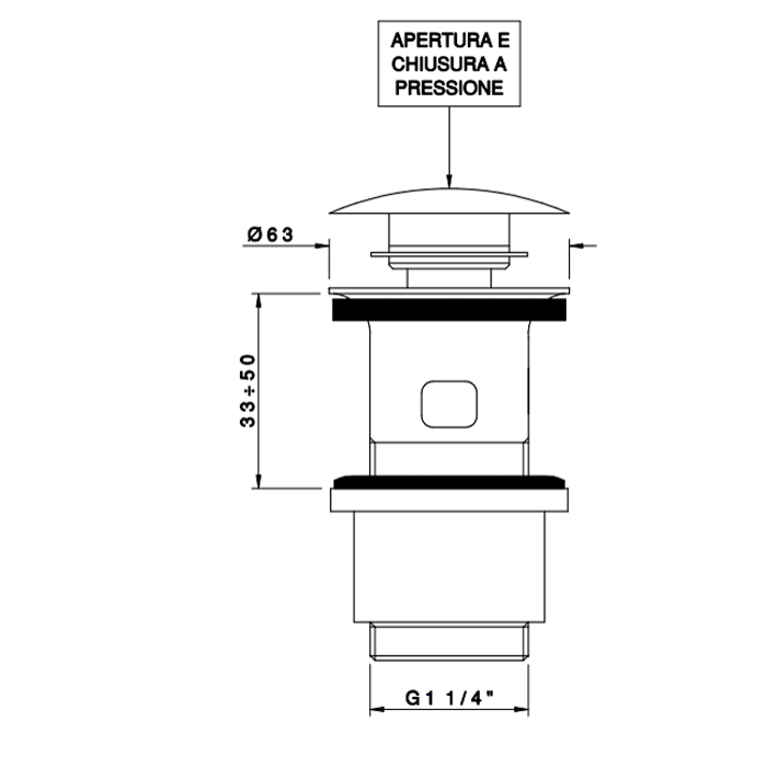 Nicolazzi Scarichi Сливной донный клапан 1”1/4 “clic-clac, с переливом, цвет хром