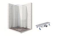 Душевой уголок Ambassador Kingston 14011104-ST3, полукруглый, линейный трап, 90х90