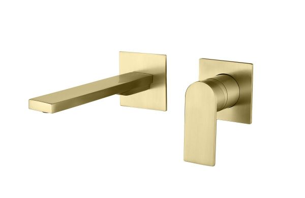 AQG Alpha Two, встраиваемый в стену однорычажный смеситель для раковины, цвет матовое золото (PVD)