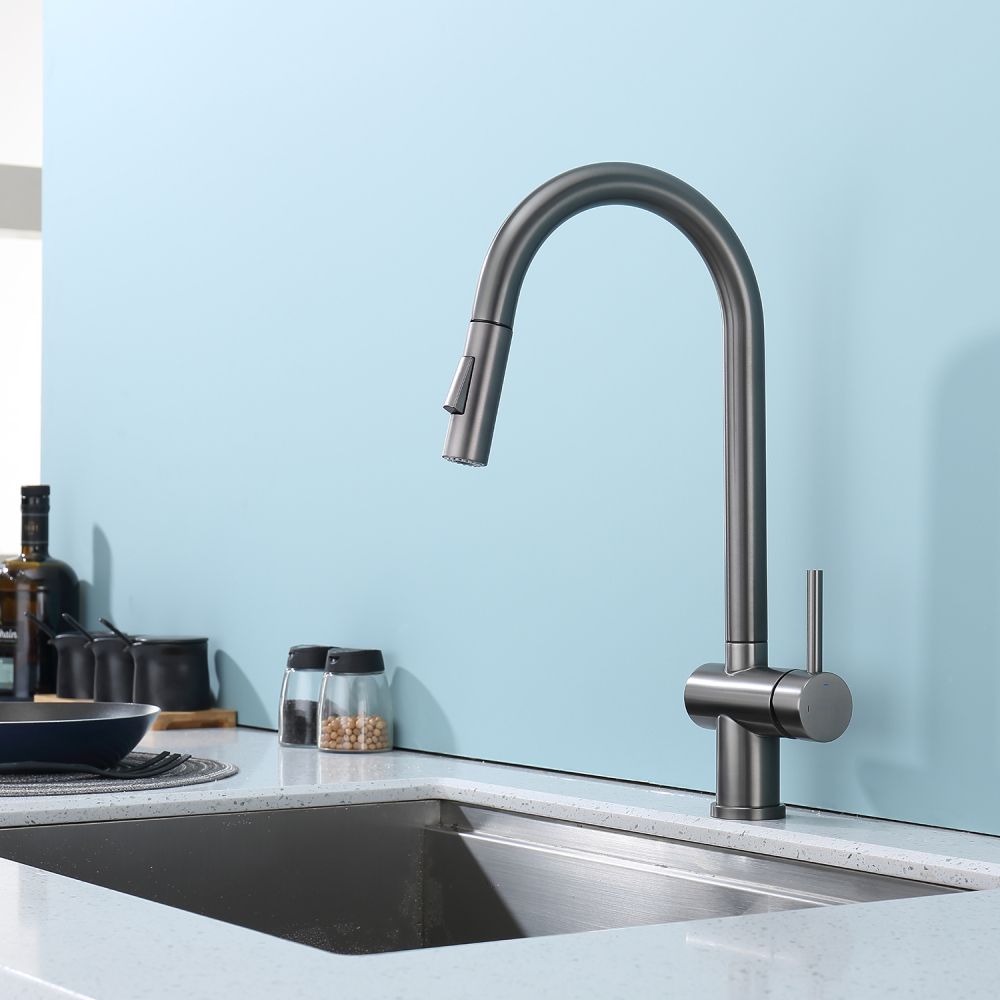 Смеситель для кухни с выдвижным изливом Splenka S204.49.09, графит