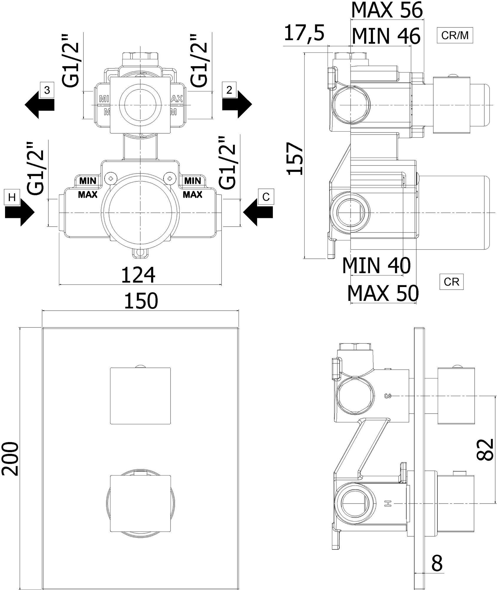 Смеситель для ванны с душем Paffoni Elle LEQ518NO/M (с внутренней частью)