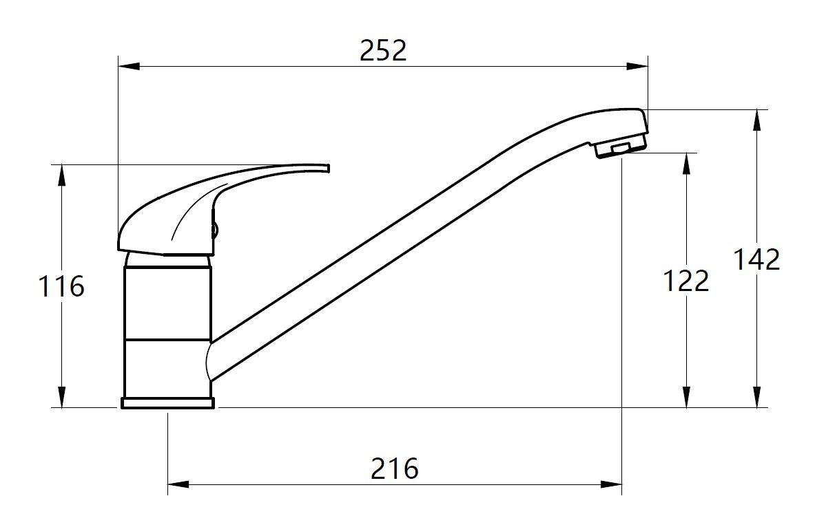 Смеситель Drop для кухни, излив 243 мм, артикул: DP05